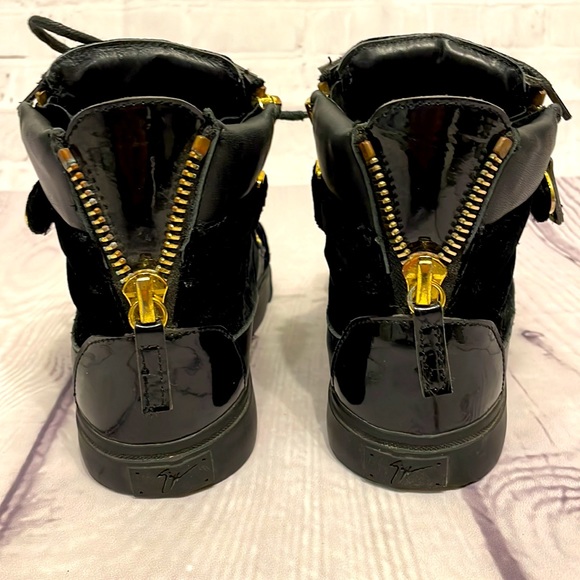 Giuseppe Zanotti Black Velvet with Stones High Tops EU Size 36 - Picture 5 of 14